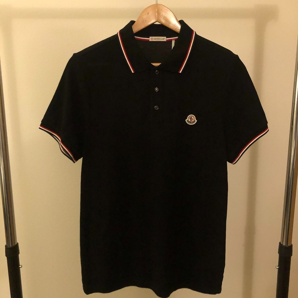 Moncler Tipped Piqué Polo — Black